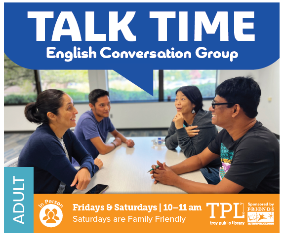English language learners are invited to join us at the library