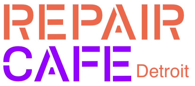 A logo with the words "Repair" and "Detroit" in orange and "Cafe" in purple.