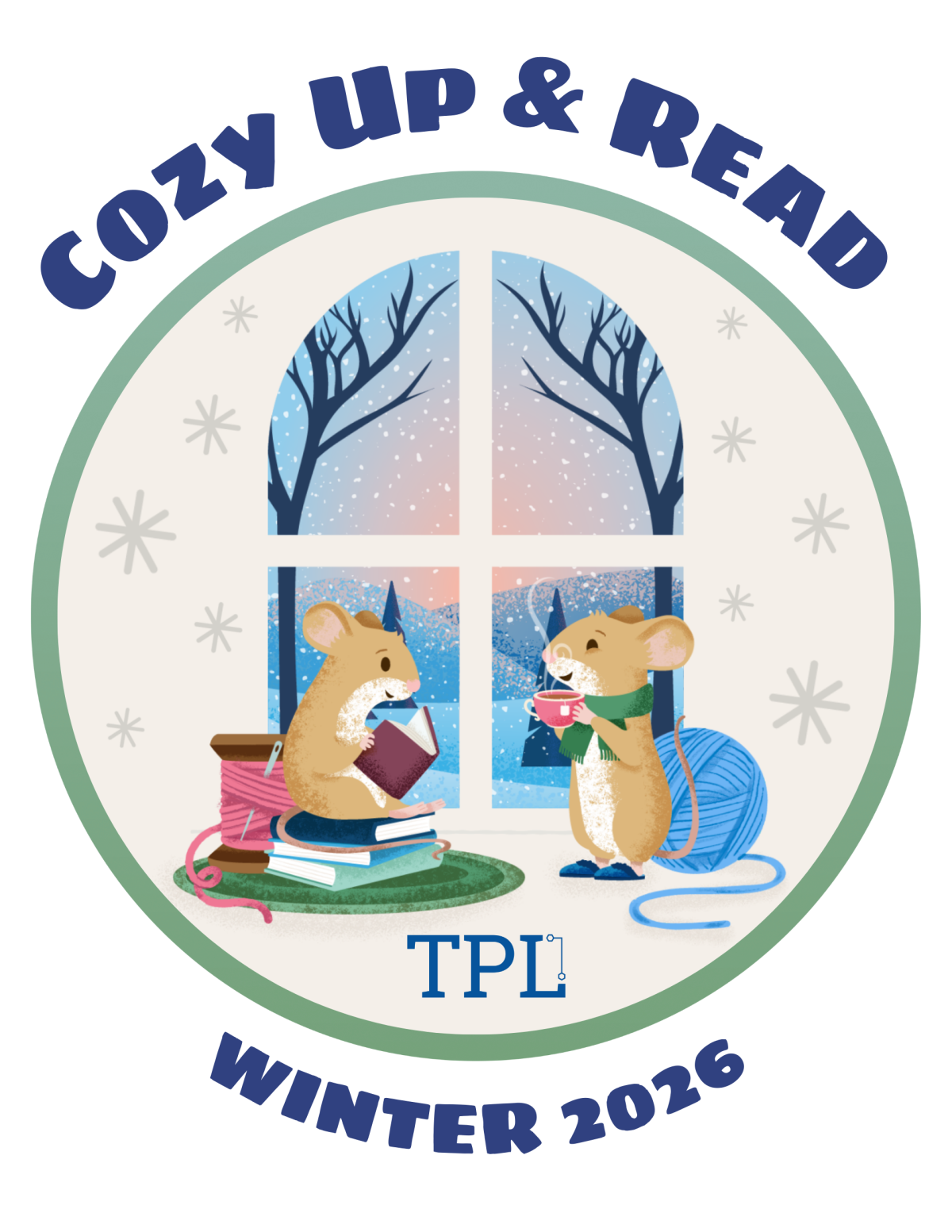 Image of two mice reading by window.